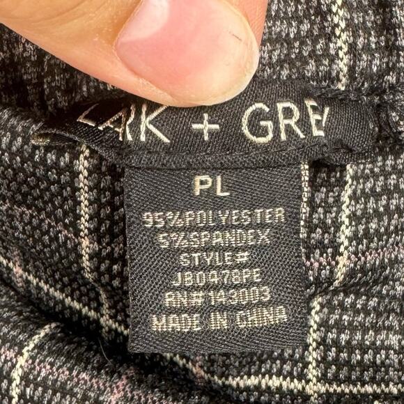 Lark + Grey Gray Houndstooth Pull-On Elastic Waist Trousers Size PL - Picture 6 of 7